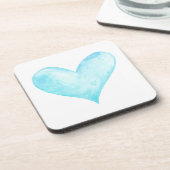 Dessous-de-verre Coeur de bleu d'aquarelle (Côté gauche)