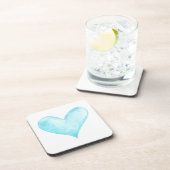 Dessous-de-verre Coeur de bleu d'aquarelle (Côté Droit)