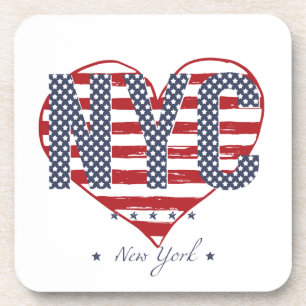 Dessous-de-verre Coeur de drapeau américain de NYC
