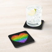 Dessous-de-verre coeur de parties scintillant arc-en-ciel (Côté Droit)