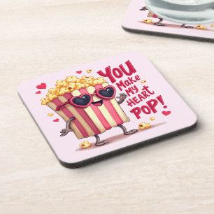 Dessous-de-verre Cœur de Popcorn Design de la Saint-Valentin Pop