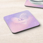 Dessous-de-verre Cœur dégradé violet rose Monogram (Côté gauche)
