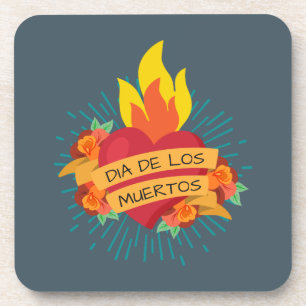 Dessous-de-verre Coeur flamboyant Dia de los Muertos Dessous-de-v