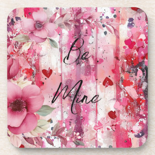 Dessous-de-verre coeur floral rose spectaculaire Valentine