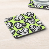 Dessous-de-verre Coeur mignon vert citron noir blanc zèbre motif (Côté gauche)