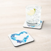 Dessous-de-verre Coeur papillon bleu floral (Côté Droit)