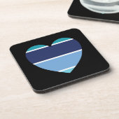 Dessous-de-verre Coeur rayé bleu (Côté gauche)