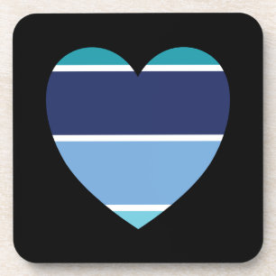 Dessous-de-verre Coeur rayé bleu