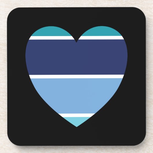 Dessous-de-verre Coeur rayé bleu (Devant)