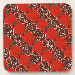 Dessous-de-verre "Coeur Rose #7 Motif Carrelé" Ensemble de Dessous 