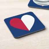 Dessous-de-verre Coeur rouge blanc et bleu (Côté gauche)