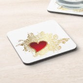 Dessous-de-verre Coeur rouge sur Gold Filigree (Côté gauche)