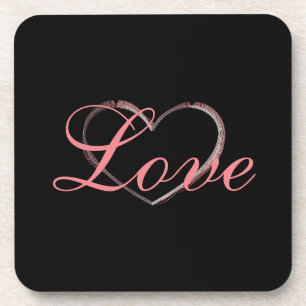 Dessous-de-verre Cœur Tendance Gris Calligraphie Mariage Amour