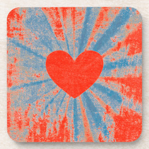Dessous-de-verre Coeur valentin de starburst rouge