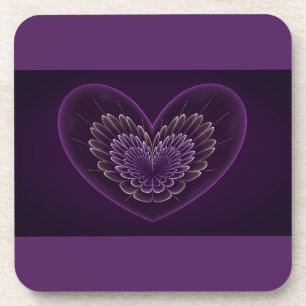 Dessous-de-verre Coeur violet fractal