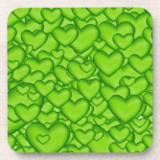 Dessous-de-verre Coeurs 3D Texture vert Motif-68689 (Devant)