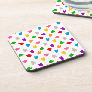 Dessous-de-verre Cœurs Amour Motif Design Blanc Coloré