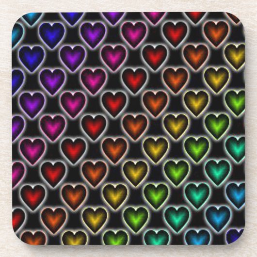 Dessous-de-verre Coeurs arc-en-ciel (Devant)