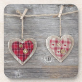 Dessous-de-verre Coeurs au-dessus d'un Tableau en bois (Devant)
