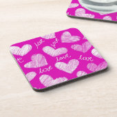 Dessous-de-verre Coeurs blancs avec script d'amour rouge mignon (Côté gauche)