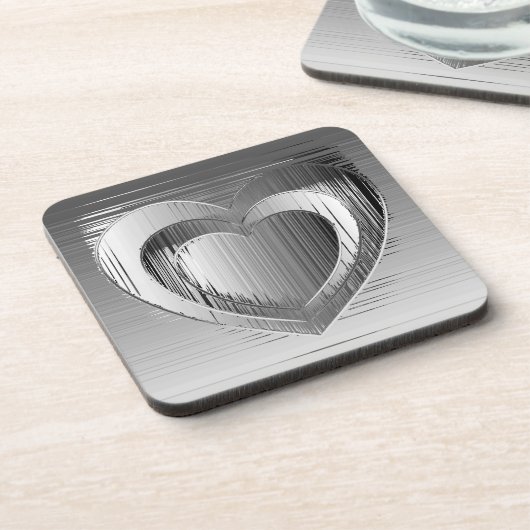 Dessous-de-verre Coeurs chromés polis (Côté gauche)