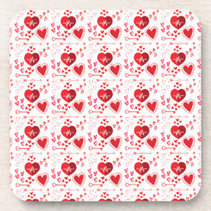 Dessous-de-verre Coeurs d'amour rouge mignon