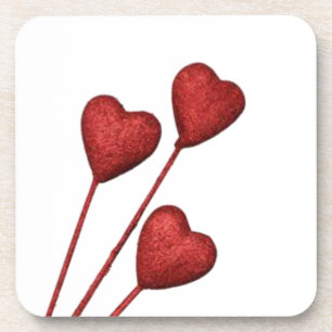 Dessous-de-verre Coeurs d'amour rouge sur bâtons