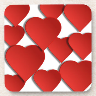 Dessous-de-verre Coeurs d'amour rouges
