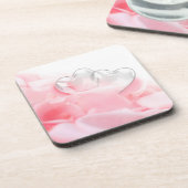 Dessous-de-verre Coeurs de verre romantique Pétales Roses (Côté gauche)
