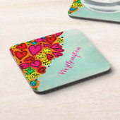 Dessous-de-verre Coeurs et fleurs de doodle à main mignonne (Côté gauche)