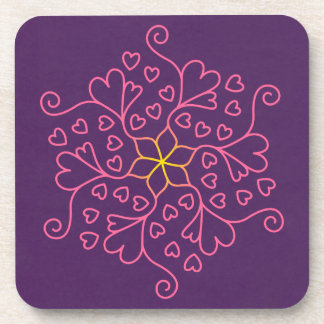 Dessous-de-verre Coeurs et fleurs Mandala inspiré