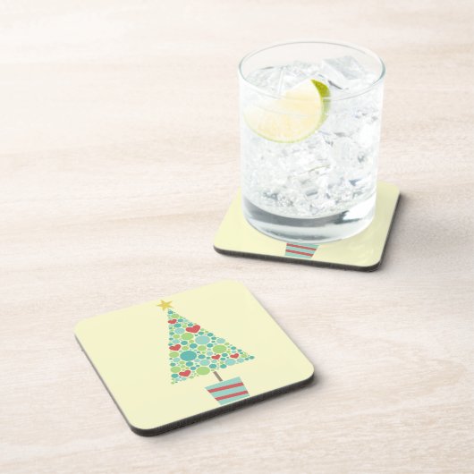 Dessous-de-verre Coeurs mignons pastel moderne sapin de Noël (Côté Droit)