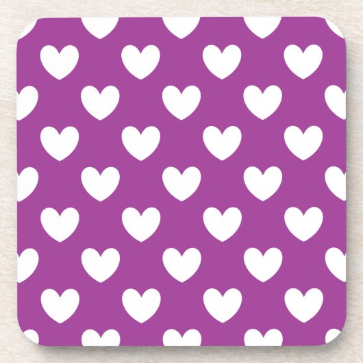 Dessous-de-verre Cœurs pois blancs sur violet (Devant)
