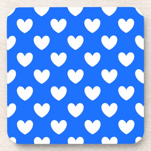 Dessous-de-verre Coeurs polka blancs sur bleu (Devant)