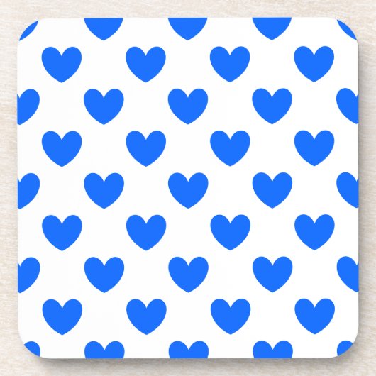 Dessous-de-verre Coeurs polka bleu sur blanc (Devant)