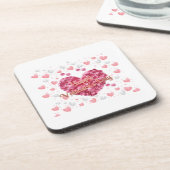 Dessous-de-verre Coeurs roses élégants Saint-Valentin (Côté gauche)