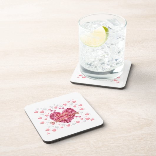 Dessous-de-verre Coeurs roses élégants Saint-Valentin (Côté Droit)