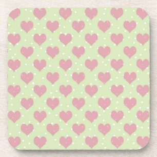 Dessous-de-verre Coeurs roses et motif pois blanc