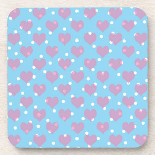 Dessous-de-verre Coeurs roses et pois blancs