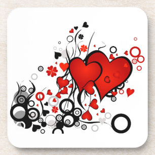 Dessous-de-verre Coeurs rouges flottants