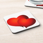 Dessous-de-verre Coeurs satinés rouges (Côté gauche)