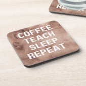 Dessous-de-verre Coffee Enseignant Dormir Répéter Funny Dessous de  (Côté gauche)