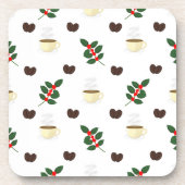 Dessous-de-verre Coffee Pattern with Beans, Cups, and Coffee trees (Devant)