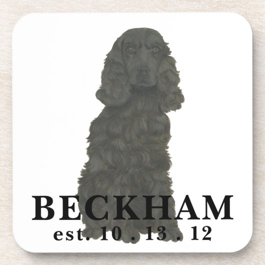 Dessous-de-verre Coker noir personnalisé Spaniel Beverage Coaster (Devant)