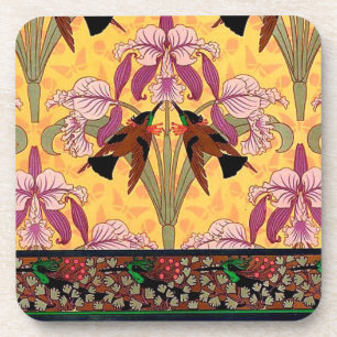 Dessous-de-verre Colibri Art nouveau et tuile verneuil fleurie