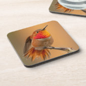 Dessous-de-verre Colibri orange et plumes rouillées (Côté gauche)