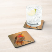 Dessous-de-verre Colibri orange et plumes rouillées (Côté Droit)