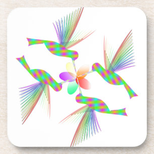 Dessous-de-verre Colibris Arc-En-Ciel Embrasser Une Fleur