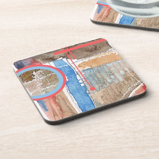 Dessous-de-verre collage d'art abstrait, médias mélangés et (Côté gauche)