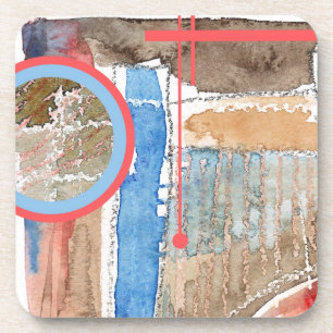 Dessous-de-verre collage d'art abstrait, médias mélangés et